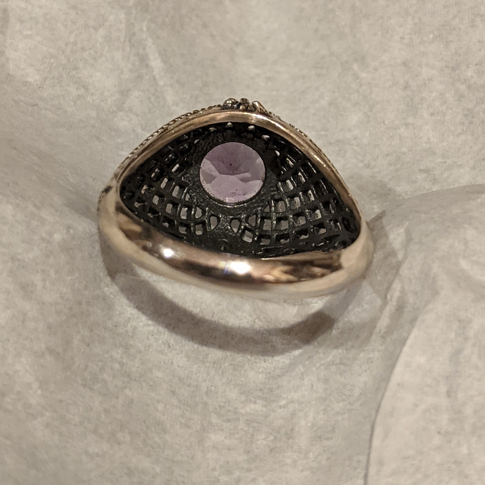Amethyst & Blue Topaz .925 Silver Ring, size 8 - Picture 6 of 16